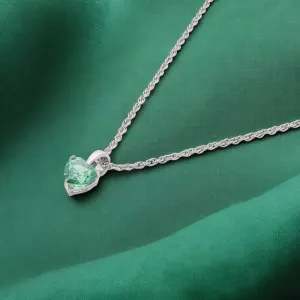 Sterling Silver Heart Pendant Necklace with Green Stone | SKU : 0003579183, 0021424045, 0021424052