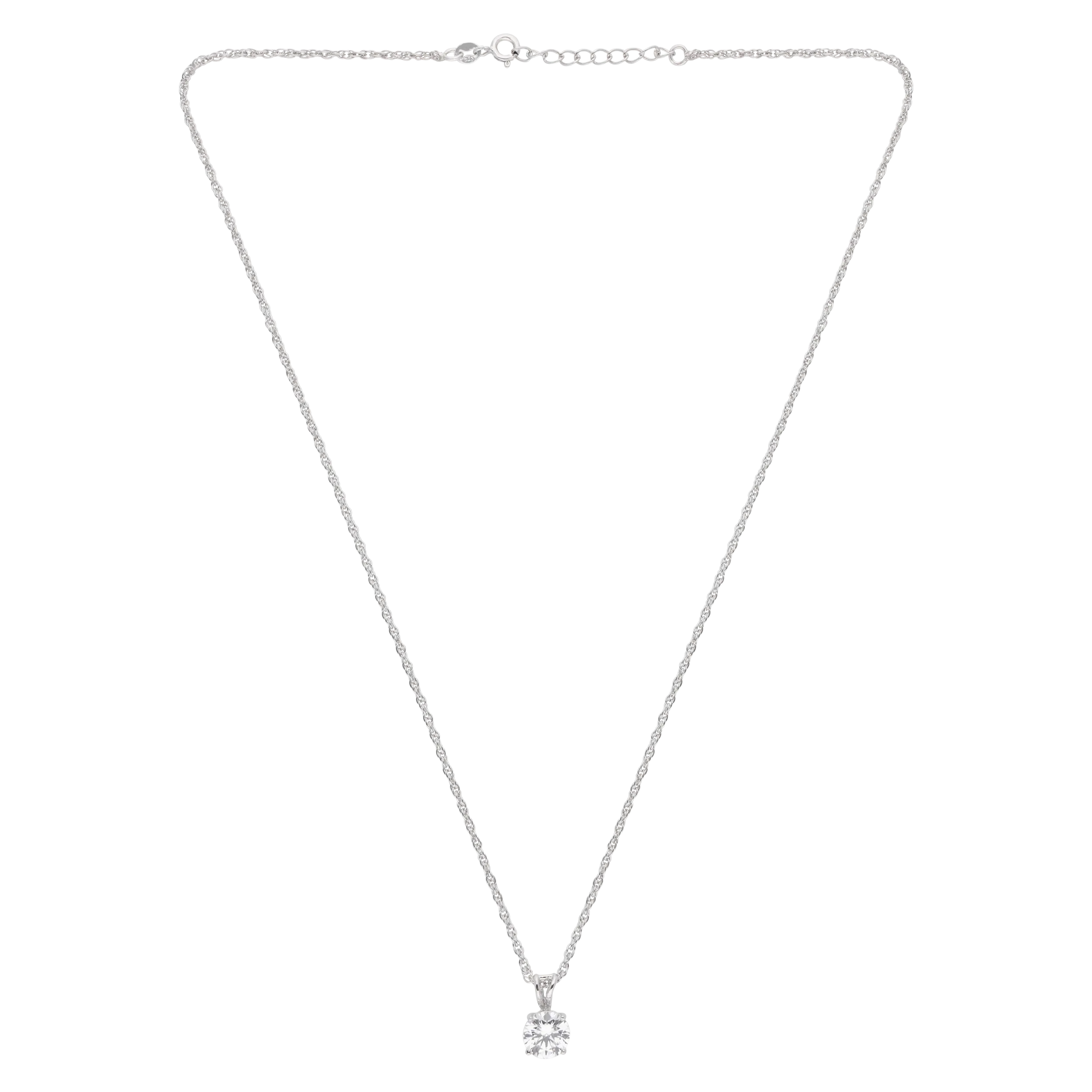 Sterling Silver Round Solitaire Pendant Necklace – A Timeless Classic | SKU : 0003579459, 0021424526, 0021424540