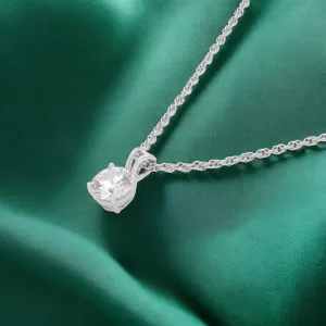 Sterling Silver Round Solitaire Pendant Necklace – A Timeless Classic | SKU : 0003579459, 0021424526, 0021424540