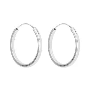 Sterling Silver Square Profile Sleeper Hoop Earrings