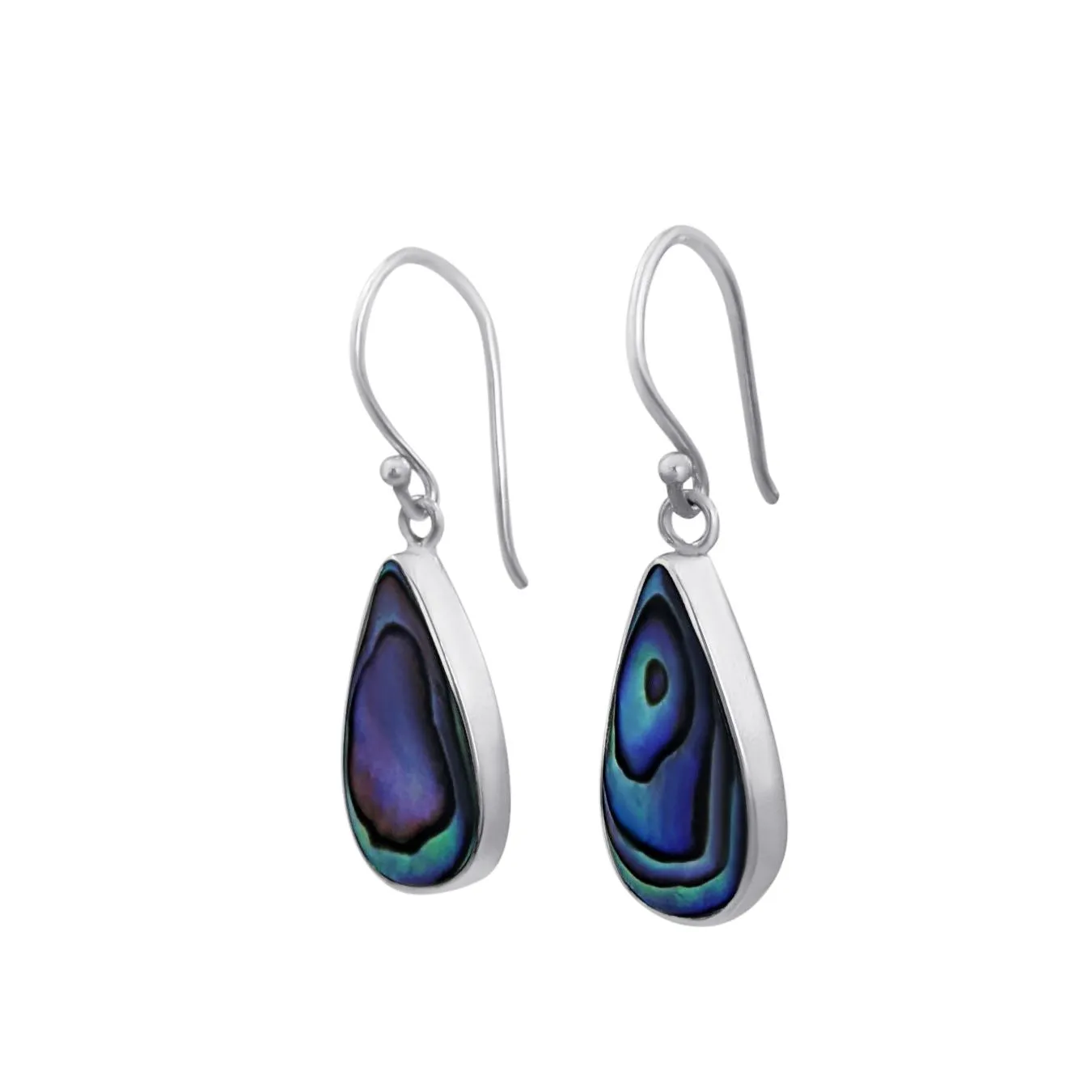 Sterling Silver Teardrop Abalone Shell Dangle Earrings - Boho Style