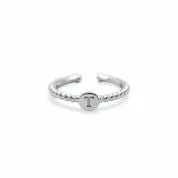 Stia Love Letters Droplet Initial Rings - Silver