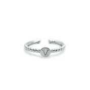 Stia Love Letters Droplet Initial Rings - Silver