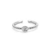 Stia Love Letters Droplet Initial Rings - Silver
