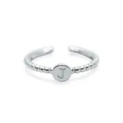 Stia Love Letters Droplet Initial Rings - Silver