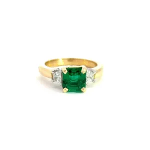 Studio W&H Emerald and Diamond Three Stone Ring