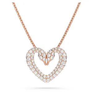 Swarovski Una pendant Heart, Medium, White, Rose gold-tone plated -5628657