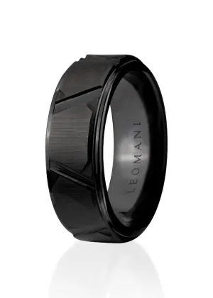 Tau Ring in Black Ceramic