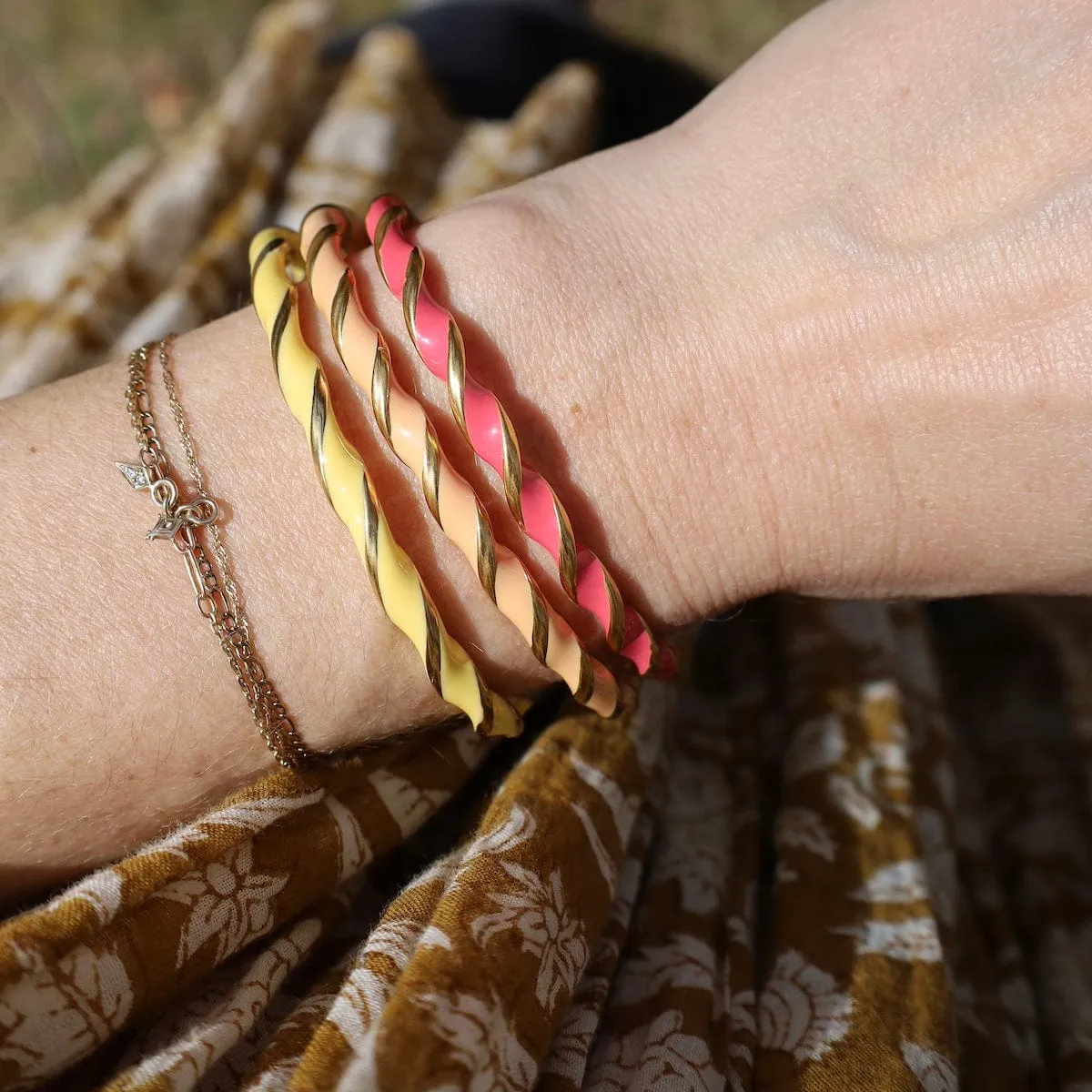 Terry Fuchia Colorful Rushes Cuff Bracelet