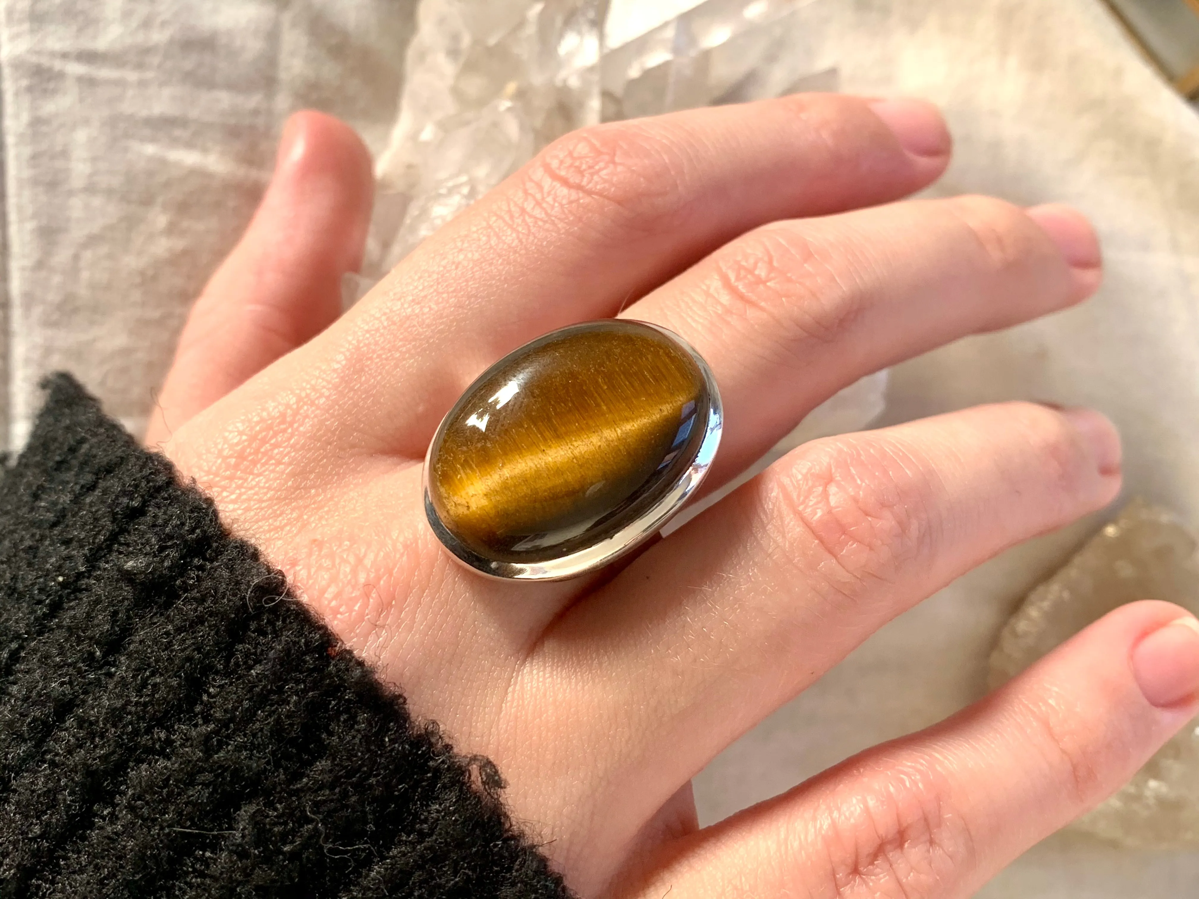 Tiger’s Eye Adjustable Ring - Oval