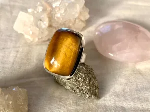 Tiger’s Eye Adjustable Ring - Rectangle