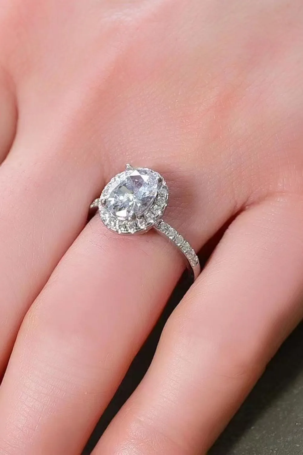 Timeless 2 Carat Oval Moissanite Ring Platinum-Plated