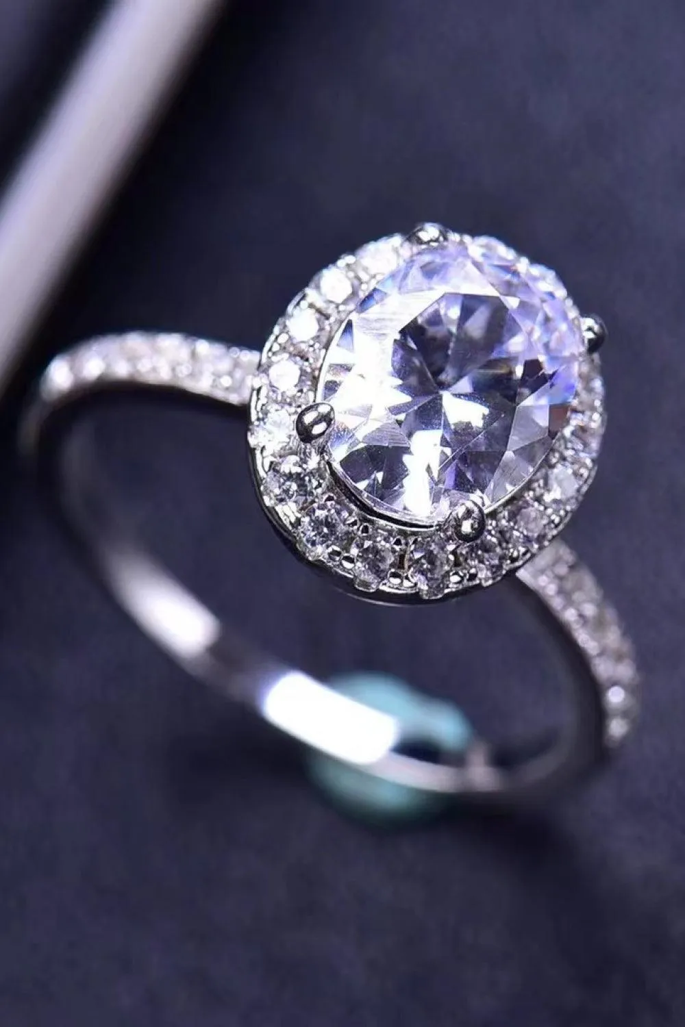 Timeless 2 Carat Oval Moissanite Ring Platinum-Plated