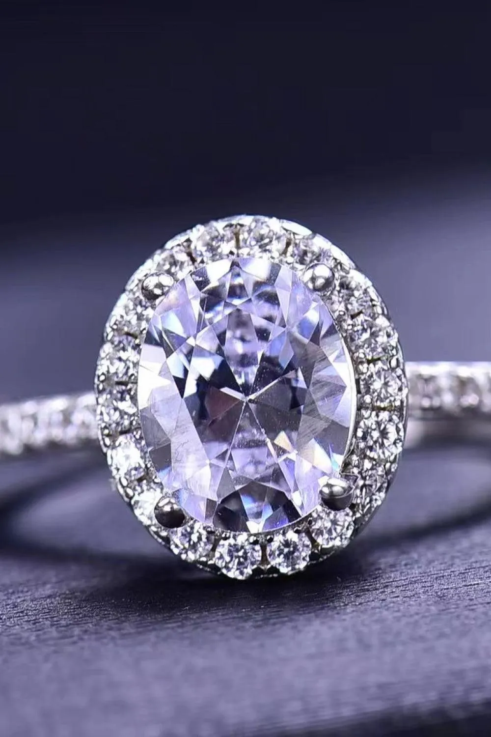 Timeless 2 Carat Oval Moissanite Ring Platinum-Plated