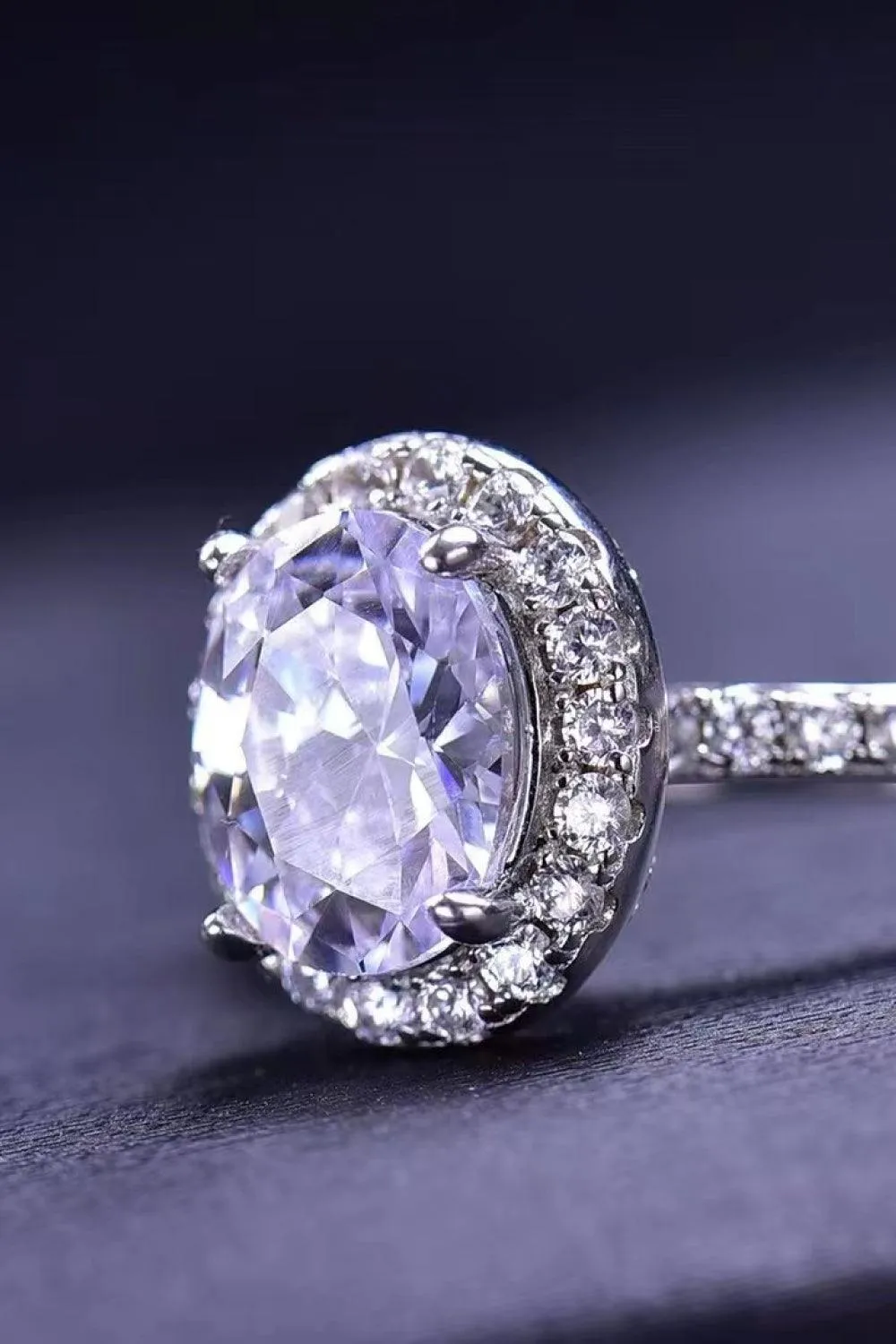 Timeless 2 Carat Oval Moissanite Ring Platinum-Plated