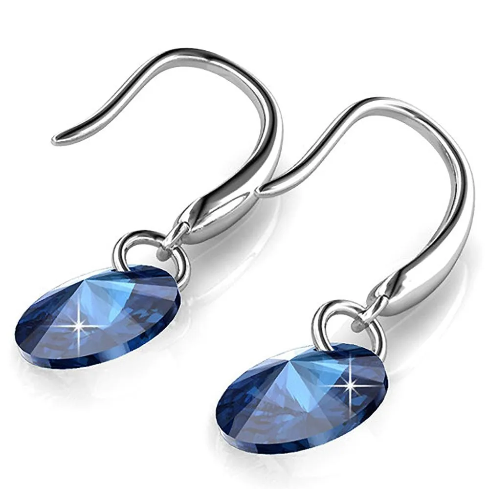 Timeless Crystal Drop Earrings Blue Embellished With SWAROVSKI® Crystals