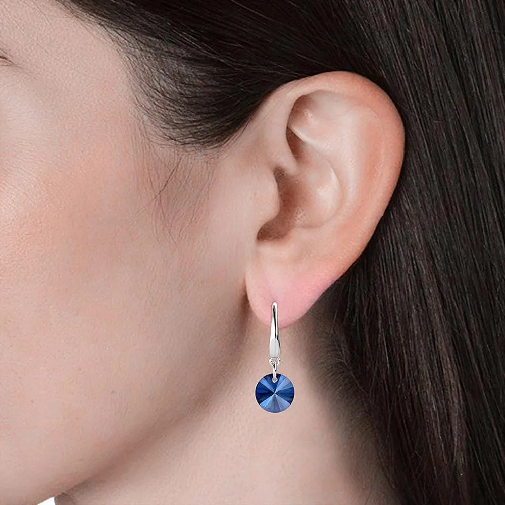 Timeless Crystal Drop Earrings Blue Embellished With SWAROVSKI® Crystals