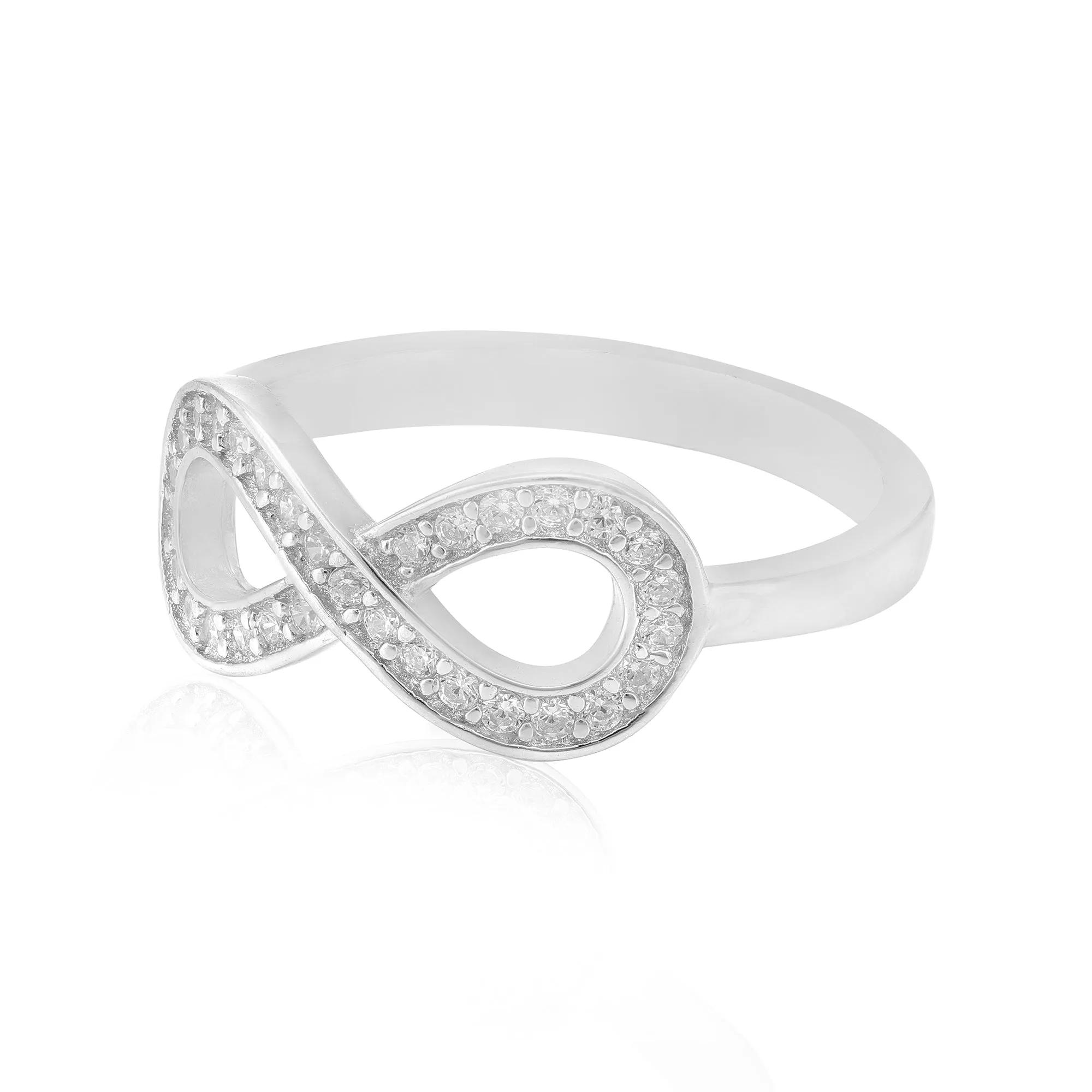 Timeless Shine Rhodium Plated Infinity Rings