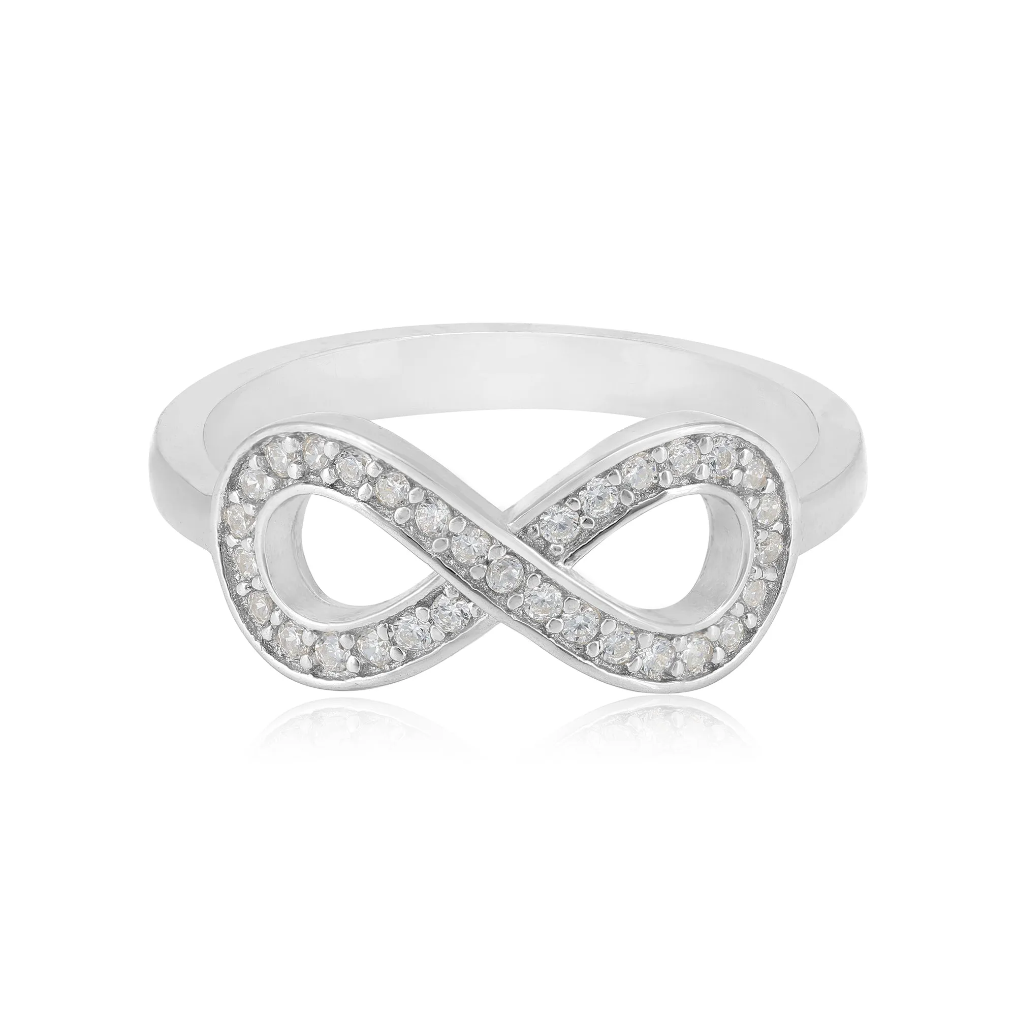 Timeless Shine Rhodium Plated Infinity Rings