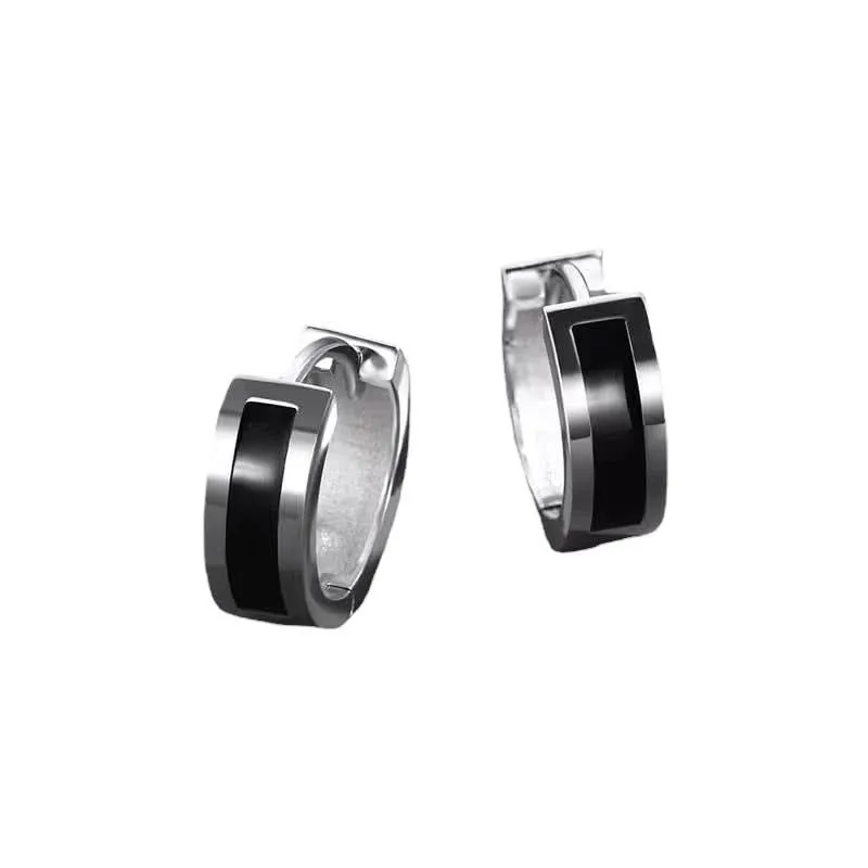 Trendy Korean Black Hoop Earrings –Hip-Hop Design Unisex Fashion