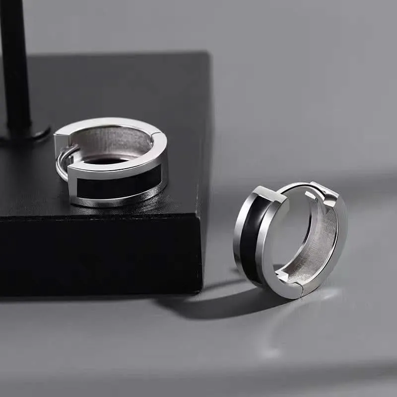 Trendy Korean Black Hoop Earrings –Hip-Hop Design Unisex Fashion