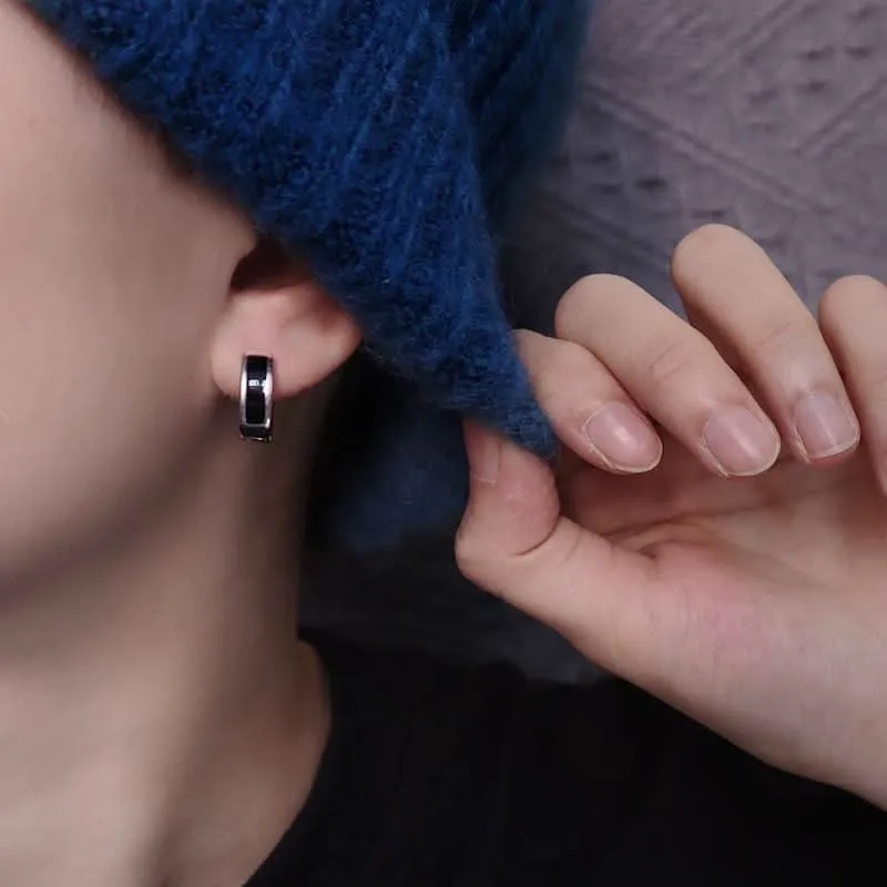 Trendy Korean Black Hoop Earrings –Hip-Hop Design Unisex Fashion