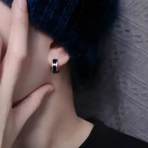 Trendy Korean Black Hoop Earrings –Hip-Hop Design Unisex Fashion