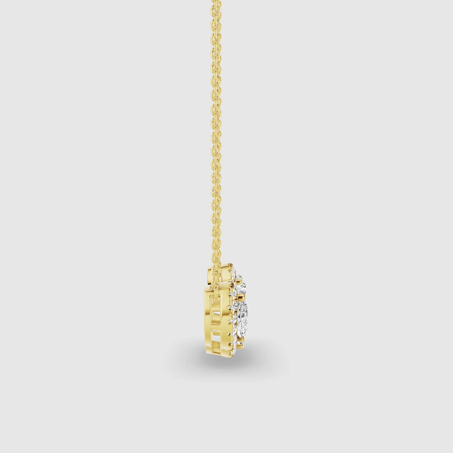 Triple Lab Grown Solitaire Halo Pendant-Multi Stone