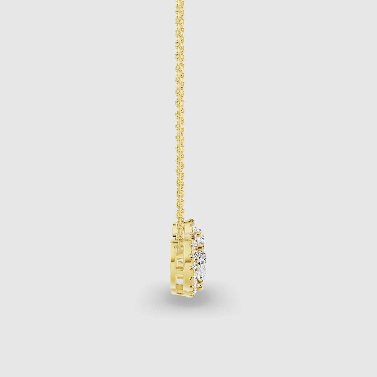 Triple Lab Grown Solitaire Halo Pendant-Multi Stone