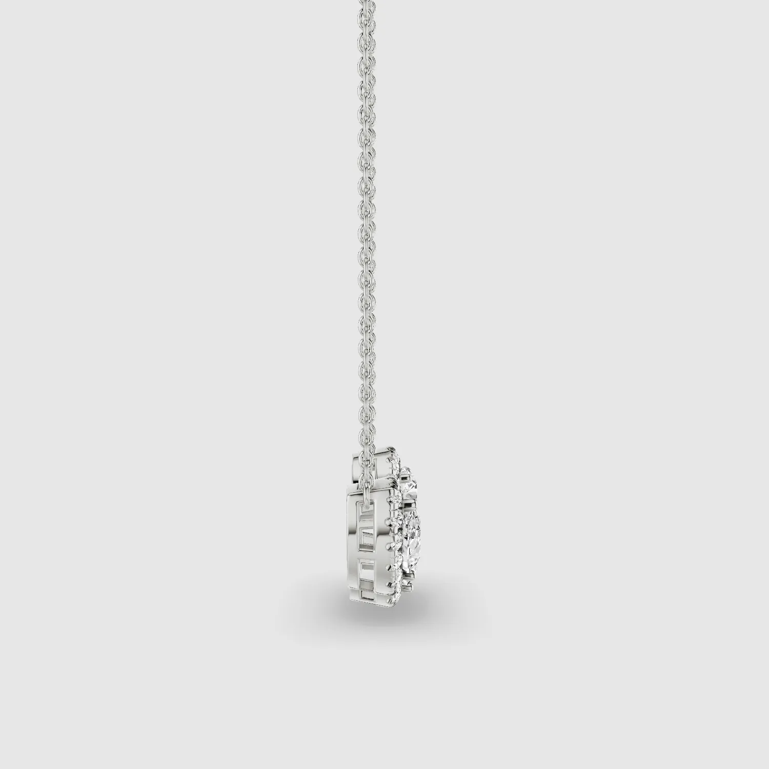 Triple Lab Grown Solitaire Halo Pendant-Multi Stone