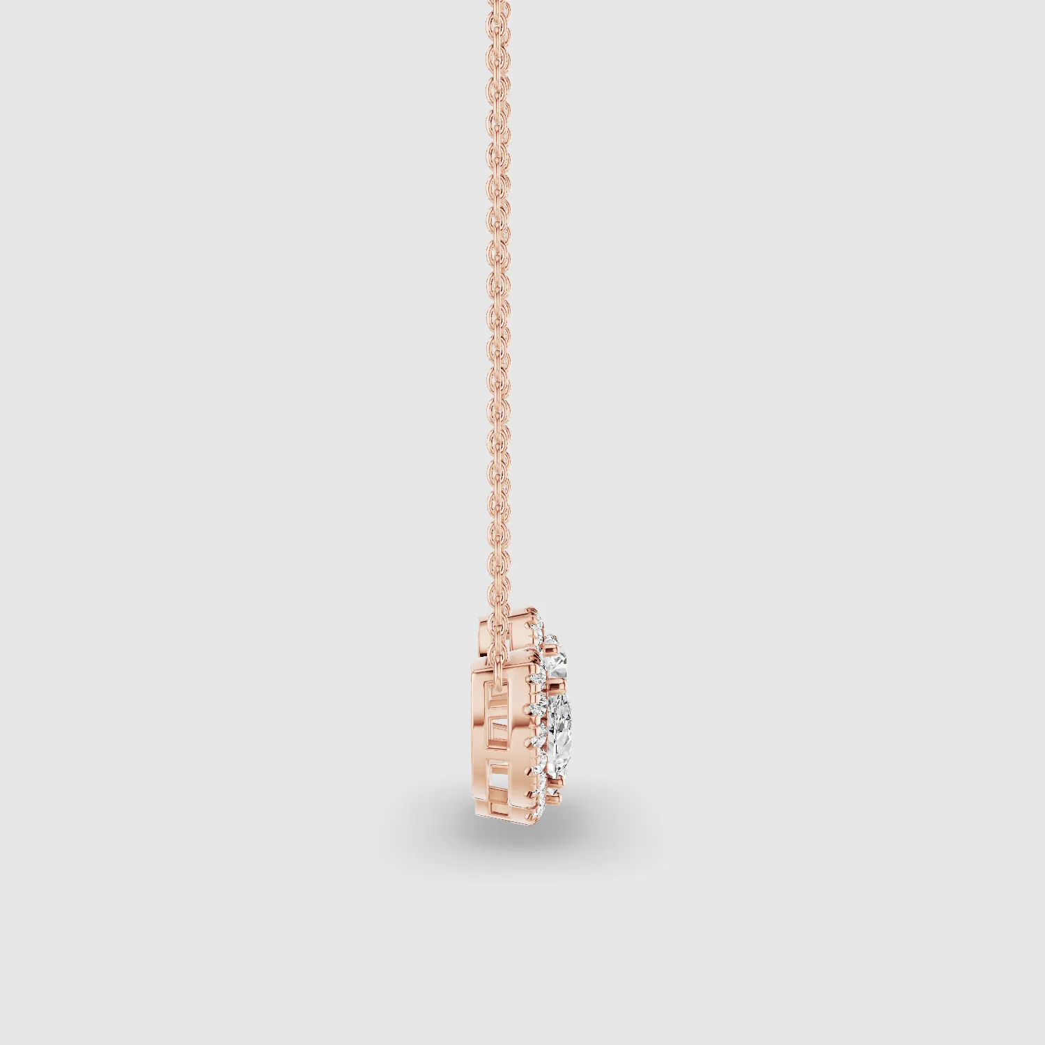 Triple Lab Grown Solitaire Halo Pendant-Multi Stone