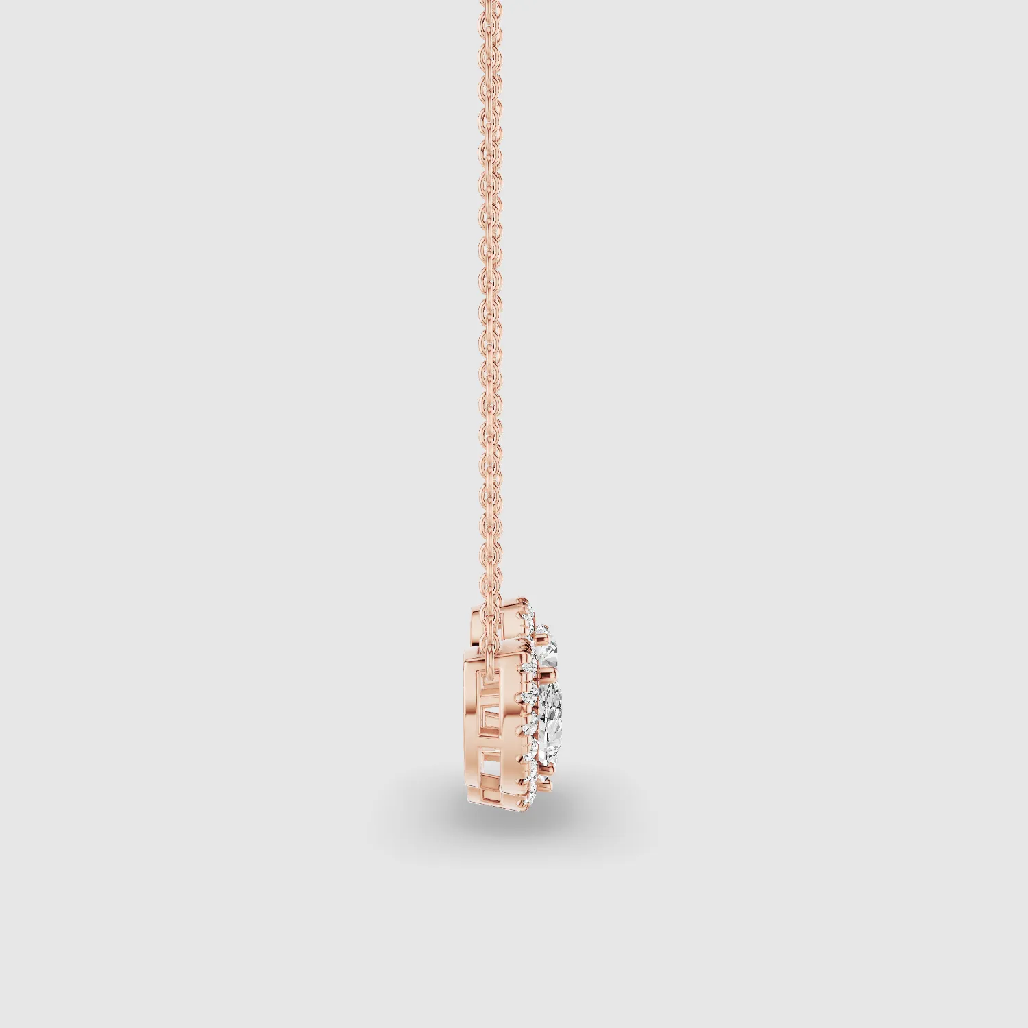 Triple Lab Grown Solitaire Halo Pendant-Multi Stone