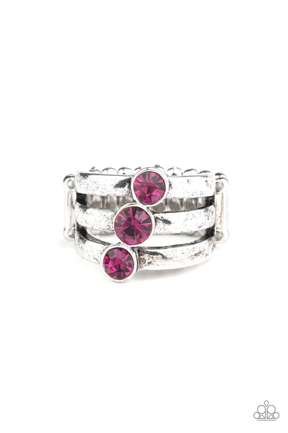 Triple The Twinkle - Pink Paparazzi Ring