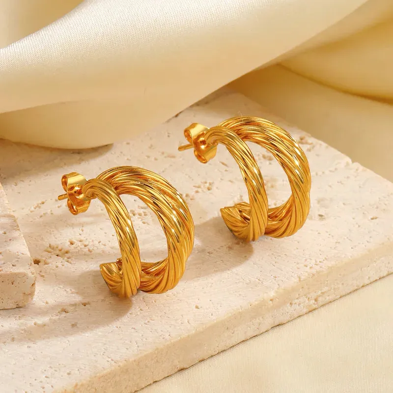 Twisted Gold Hoop Earrings