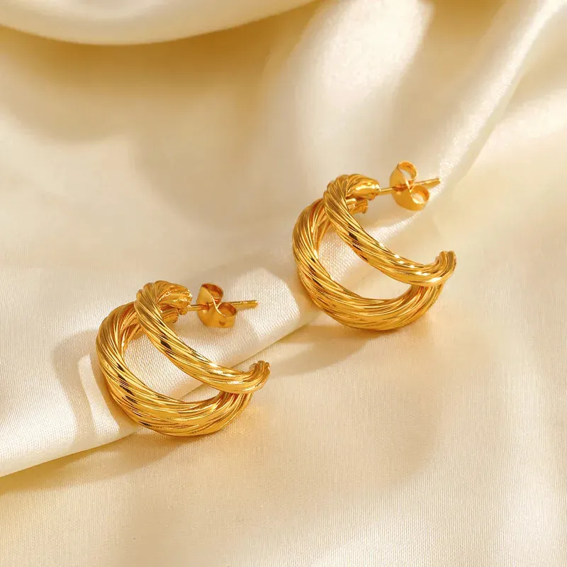 Twisted Gold Hoop Earrings