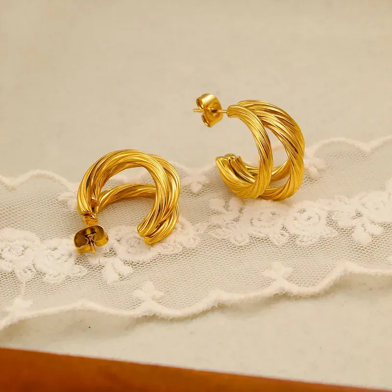 Twisted Gold Hoop Earrings