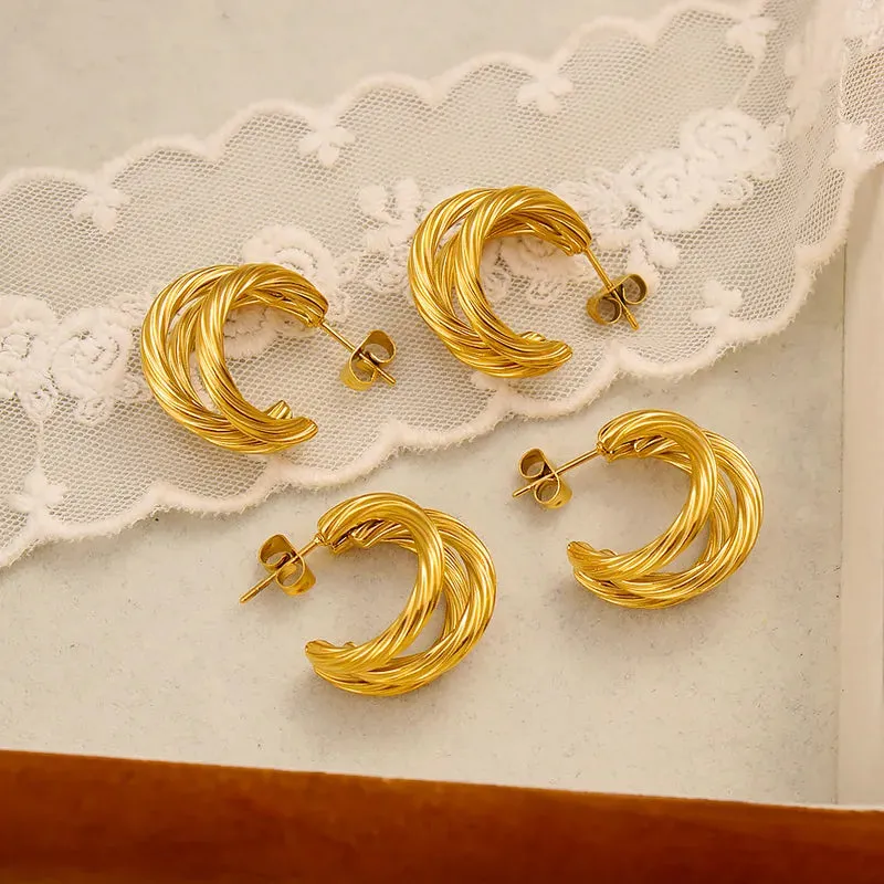 Twisted Gold Hoop Earrings