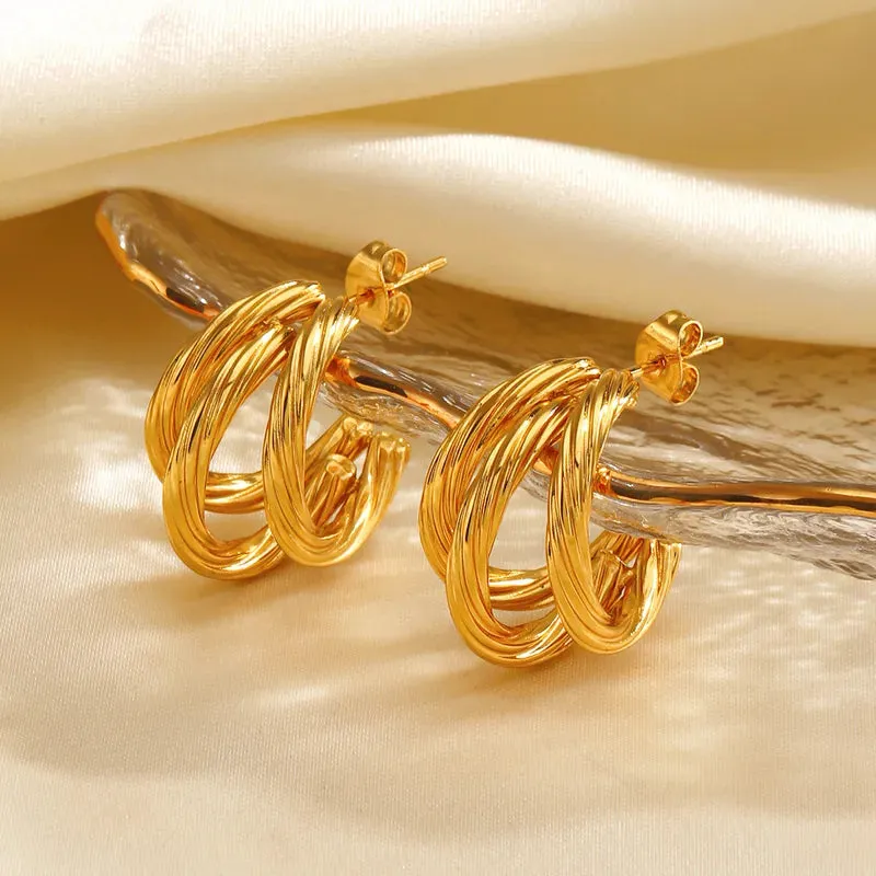 Twisted Gold Hoop Earrings