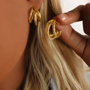 Twisted Gold Hoop Earrings