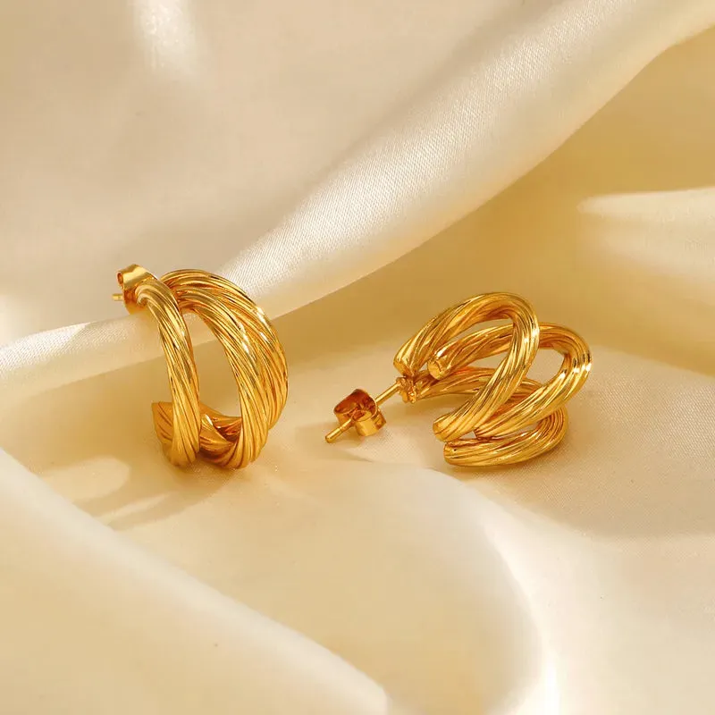 Twisted Gold Hoop Earrings