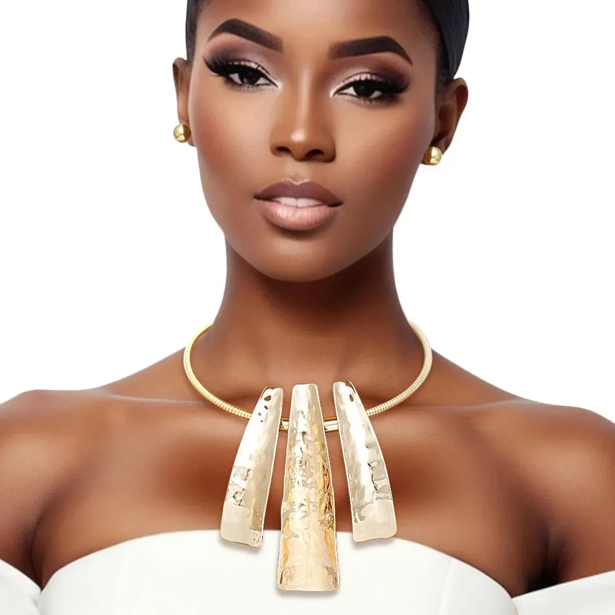 Unique Gold Triangular Pendants Necklace Set - Geometric Perfection