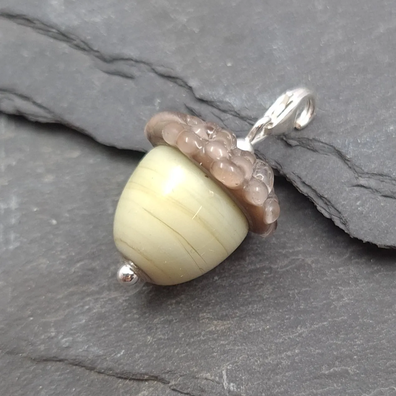 Unique Green Acorns as Necklaces or Charms