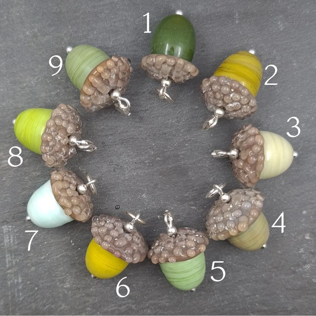 Unique Green Acorns as Necklaces or Charms
