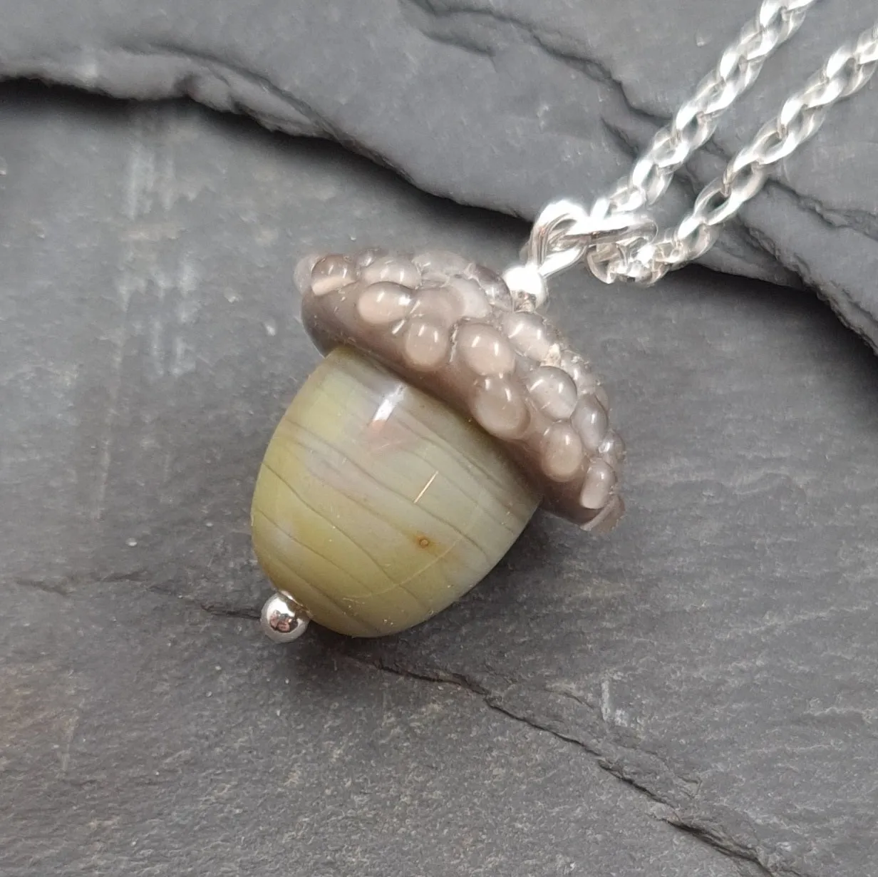 Unique Green Acorns as Necklaces or Charms