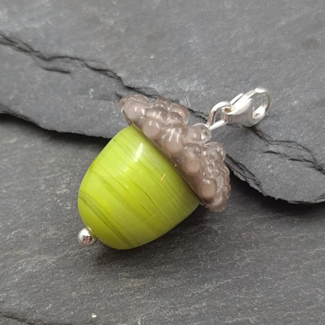 Unique Green Acorns as Necklaces or Charms