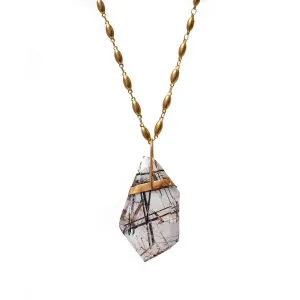 Unique Large Geometric Black Rutilated Quartz On Long Pepin Chain