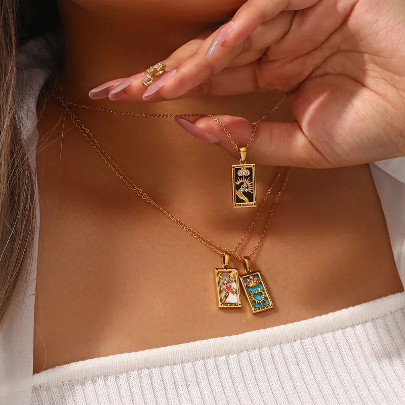 Unique Tarot Card-Inspired Pendant Jewelry Necklaces