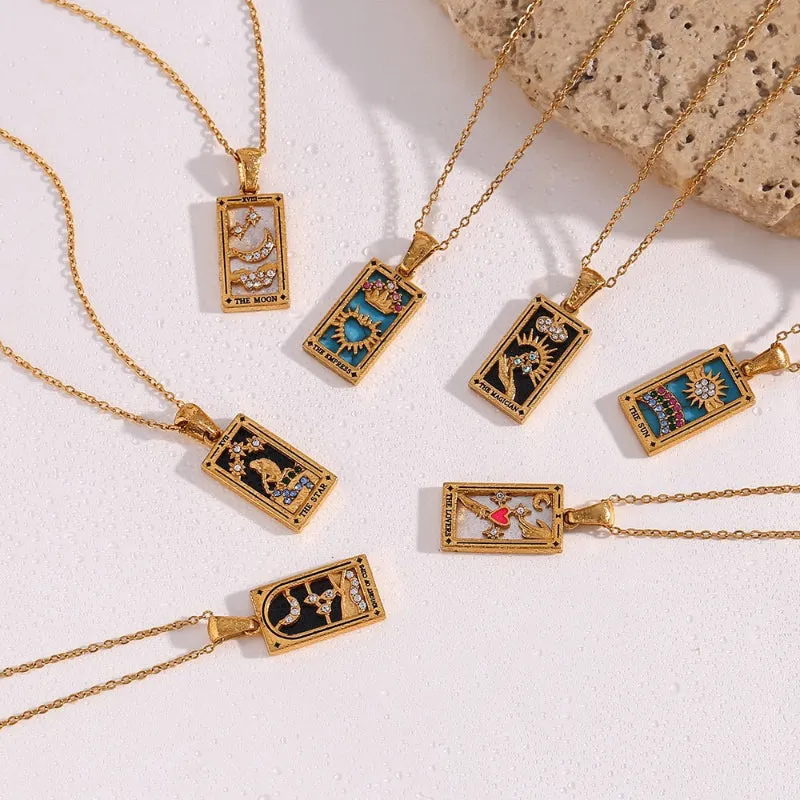 Unique Tarot Card-Inspired Pendant Jewelry Necklaces