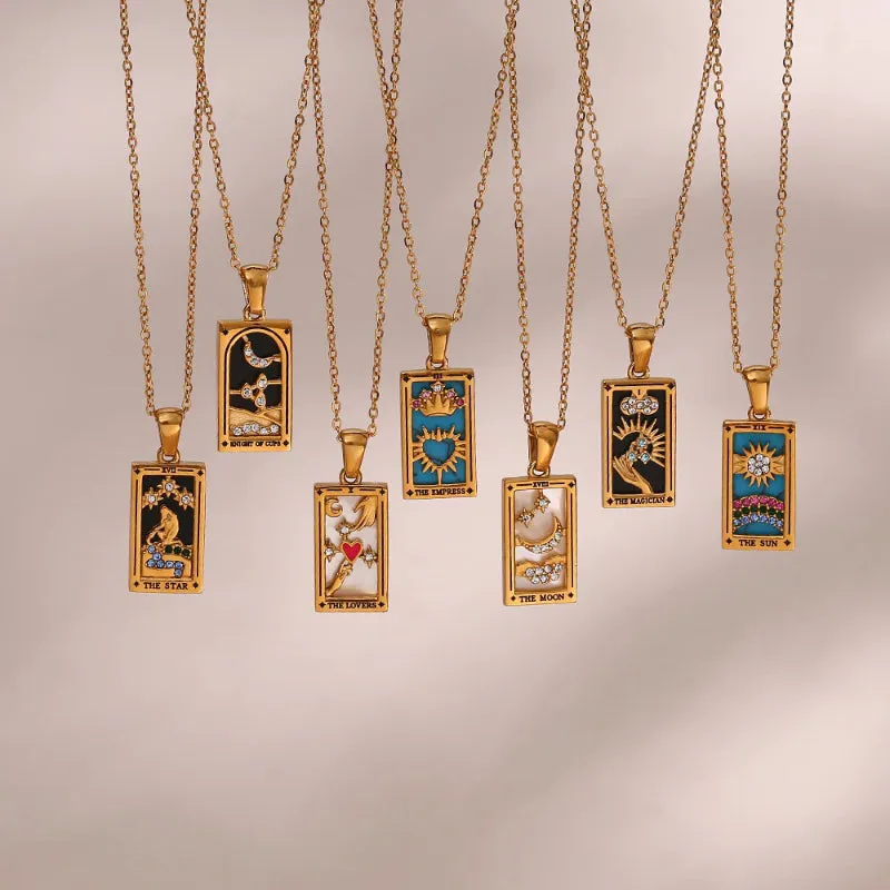 Unique Tarot Card-Inspired Pendant Jewelry Necklaces