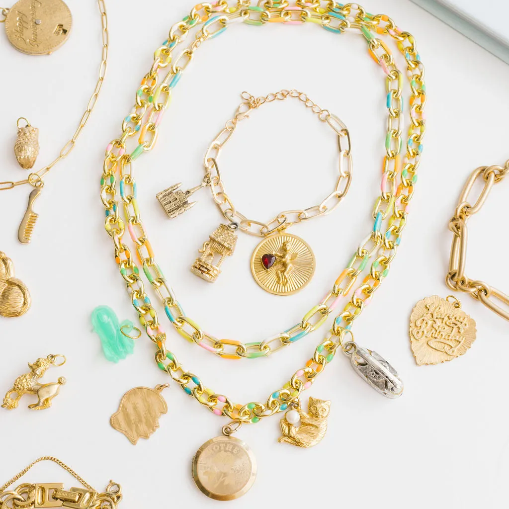 Vintage Rainbow Chain Necklaces | Charm Necklace | Custom Charm Necklace